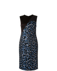Черное платье-футляр с леопардовым принтом от Tufi Duek