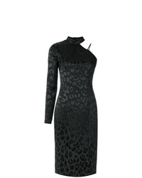 Черное платье-футляр с леопардовым принтом от Tufi Duek