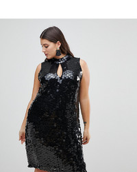 Черное платье-футляр с пайетками от LOST INK PLUS