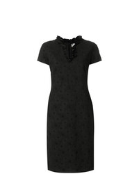Черное платье-футляр с цветочным принтом от Lanvin