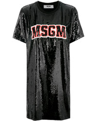 Черное повседневное платье с пайетками от MSGM