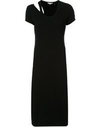 Черное повседневное платье с разрезом от Helmut Lang