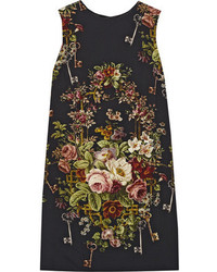 Черное повседневное платье с цветочным принтом от Dolce & Gabbana
