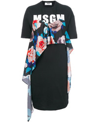 Черное повседневное платье с цветочным принтом от MSGM