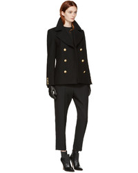 Женское черное полупальто от Balmain