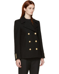 Женское черное полупальто от Balmain