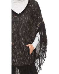 Черное пончо с принтом от Ella Moss