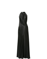 Черное сатиновое вечернее платье со складками от Bianca Spender