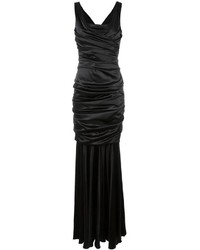 Черное сатиновое вечернее платье от Dolce & Gabbana