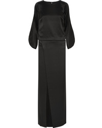 Черное сатиновое вечернее платье от Halston