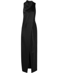Черное сатиновое вечернее платье от Halston