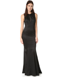 Черное сатиновое вечернее платье от Zac Posen