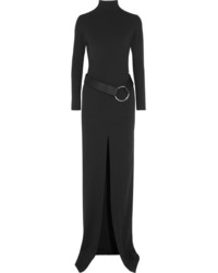 Черное сатиновое платье-макси