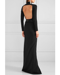 Черное сатиновое платье-макси с вырезом от SOLACE London