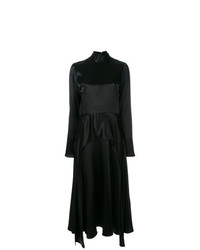 Черное сатиновое платье-миди от Beaufille