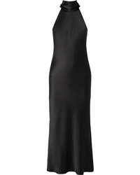 Черное сатиновое платье-миди от Galvan