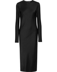 Черное сатиновое платье-миди от Haider Ackermann
