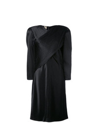 Черное сатиновое платье прямого кроя от Krizia Vintage