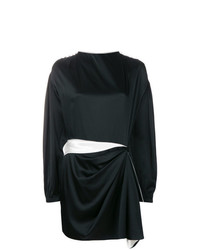 Черное сатиновое платье прямого кроя от Parlor