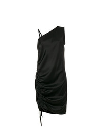Черное сатиновое платье прямого кроя от T by Alexander Wang