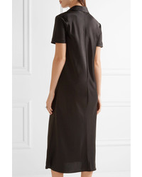 Черное сатиновое платье-рубашка от DKNY
