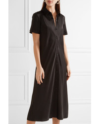 Черное сатиновое платье-рубашка от DKNY