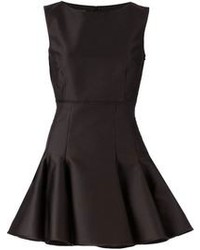 Черное сатиновое платье с плиссированной юбкой от Giambattista Valli