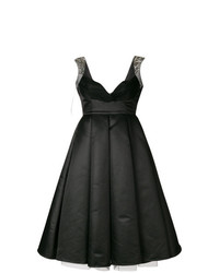 Черное сатиновое платье с пышной юбкой от Philipp Plein