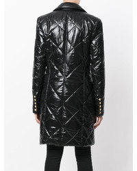 Женское черное стеганое пальто от Balmain