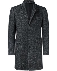 Черное твидовое пальто