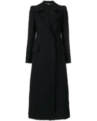 Женское черное твидовое пальто от Alexander McQueen