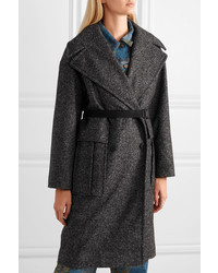 Женское черное твидовое пальто от Kenzo