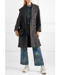 Женское черное твидовое пальто от Kenzo