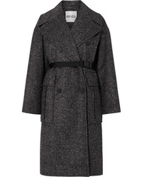Женское черное твидовое пальто от Kenzo