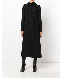 Женское черное твидовое пальто от Alexander McQueen