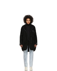 Женское черное флисовое пальто от MM6 MAISON MARGIELA