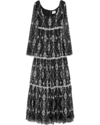 Черное шелковое вечернее платье с вышивкой от Erdem