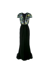 Черное шелковое вечернее платье с вышивкой от Tufi Duek