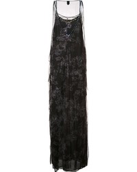 Черное шелковое вечернее платье с украшением от Vera Wang