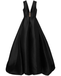 Черное шелковое вечернее платье со складками от Alex Perry