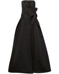Черное шелковое вечернее платье от Carolina Herrera