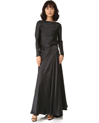Черное шелковое вечернее платье от Edun