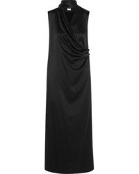 Черное шелковое вечернее платье