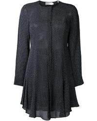 Черное шелковое платье в горошек