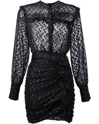 Черное шелковое платье в горошек от Isabel Marant