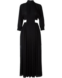 Черное шелковое платье-макси со складками от Fendi