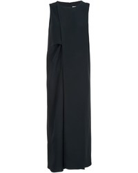 Черное шелковое платье-миди