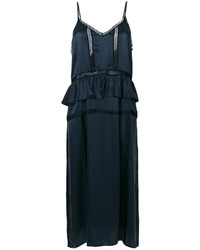 Черное шелковое платье-миди с рюшами от IRO