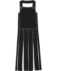 Черное шелковое платье-миди со складками