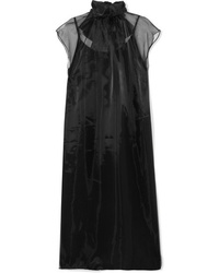 Черное шелковое платье-миди от Prada